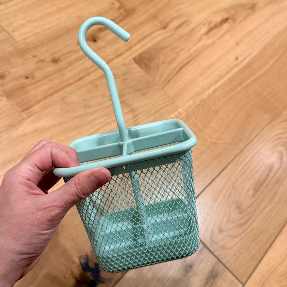 IKEA Pale Green Mesh Cutlery Caddy Utensil Holder NWT Kitchen Organization Hook